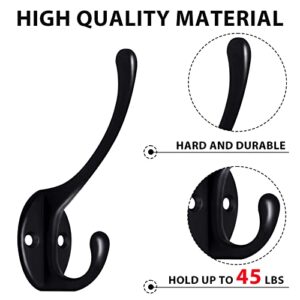 10 Pack Black Wall Hooks for Hanging, Metal Coat Hooks Wall Mounted Cubicle Accessories, Retro Double Hooks Heavy Duty Door Hanger for Towel, Hat, Key, Closet, Bag
