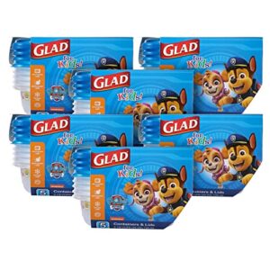 glad for kids paw patrol gladware medium lunch square food storage containers with lids | 25 oz kids food containers with paw patrol design, 30 count set | tight seal food storage containers for food