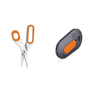 slice 10545 ceramic (large), rounded tip finger-friendly edge, safer choice, lasts 11x longer than metal, safety scissors (1 pack) & 10515 mini box cutter, ceramic blade locks into position