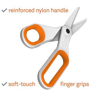 Slice 10545 Ceramic (Large), Rounded Tip Finger-Friendly Edge, Safer Choice, Lasts 11x Longer Than Metal, Safety Scissors (1 Pack) & 10515 Mini Box Cutter, Ceramic Blade Locks Into Position