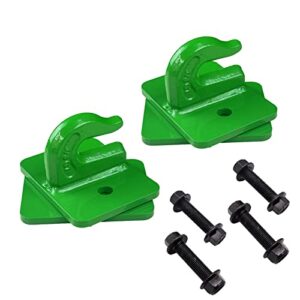 hashenta 3/8" tractor bucket grab hook grade 70 forged steel bolt on grab hook tow hook mount with backer plate,(2 pack).15177ibs break strength.work well for tractor bucket, rv, utv,truck.green