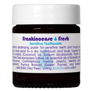 living libations - organic frankincense fresh sensitive toothpaste | natural, wildcrafted clean beauty (1 oz | 30 ml)