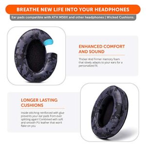 WC PadZ & BandZ Bundle - Replacement Earpads and Headband Cover for ATH M50X and M Series Headphones | Black Camo Pack