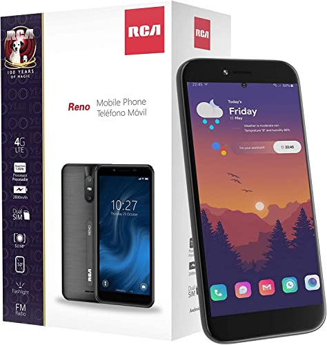 RCA Reno Smartphone, 4G LTE, 16GB, Android 11, Black - GSM Unlocked, 5.0-inch