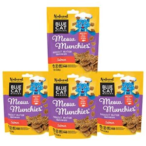 blue cat bakery meow munchies salmon treats for cats, 2.1 oz pouch (pack of 4)