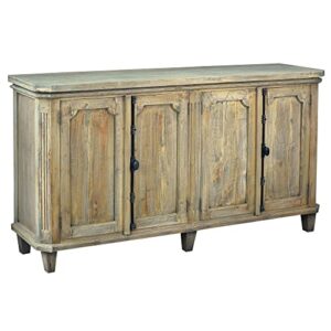 sunset trading cottage 71" panel door credenza | driftwood brown solid wood fully assembled cabinet sideboard