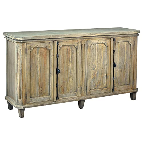 Sunset Trading Cottage 71" Panel Door Credenza | Driftwood Brown Solid Wood Fully Assembled Cabinet Sideboard