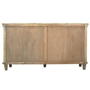 Sunset Trading Cottage 71" Panel Door Credenza | Driftwood Brown Solid Wood Fully Assembled Cabinet Sideboard