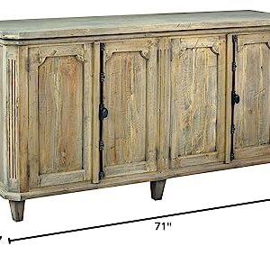 Sunset Trading Cottage 71" Panel Door Credenza | Driftwood Brown Solid Wood Fully Assembled Cabinet Sideboard