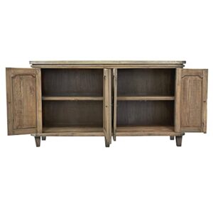 Sunset Trading Cottage 71" Panel Door Credenza | Driftwood Brown Solid Wood Fully Assembled Cabinet Sideboard