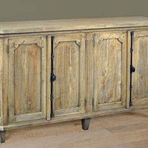 Sunset Trading Cottage 71" Panel Door Credenza | Driftwood Brown Solid Wood Fully Assembled Cabinet Sideboard