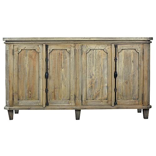 Sunset Trading Cottage 71" Panel Door Credenza | Driftwood Brown Solid Wood Fully Assembled Cabinet Sideboard