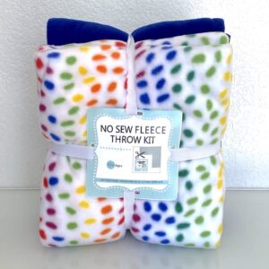 david textiles rainbow drops anti-pill no-sew throw fleece fabric kit (50x60)
