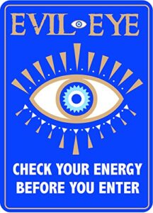 evil eye metal sign - easy-to-hang wall decor - fun tin signs for man cave - metal dorm room decorations, garage signs, and man cave signs