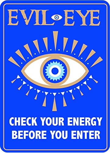 Evil Eye Metal Sign - Easy-to-Hang Wall Decor - Fun Tin Signs for Man Cave - Metal Dorm Room Decorations, Garage Signs, and Man Cave Signs