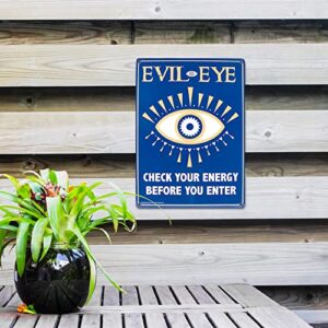 Evil Eye Metal Sign - Easy-to-Hang Wall Decor - Fun Tin Signs for Man Cave - Metal Dorm Room Decorations, Garage Signs, and Man Cave Signs