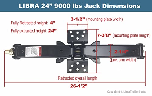 Set 2 LIBRA True HD 9000# 24" RV Trailer Stabilizer Leveling Scissor Jacks w/Dual Power Drill Sockets & Full Installation Kit …