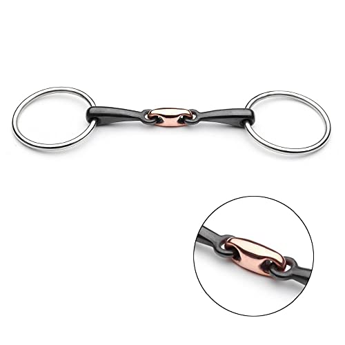 N/A 125mm Elastic Ring Horse Bridle D-Ring Stainless Steel Copper Roller Equestrian Accessories