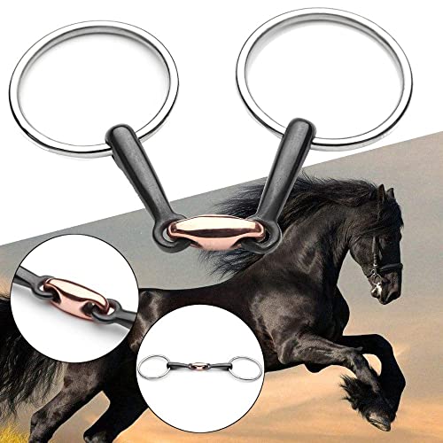 N/A 125mm Elastic Ring Horse Bridle D-Ring Stainless Steel Copper Roller Equestrian Accessories