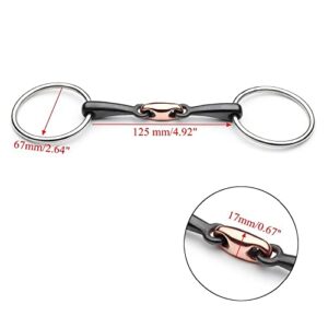 N/A 125mm Elastic Ring Horse Bridle D-Ring Stainless Steel Copper Roller Equestrian Accessories