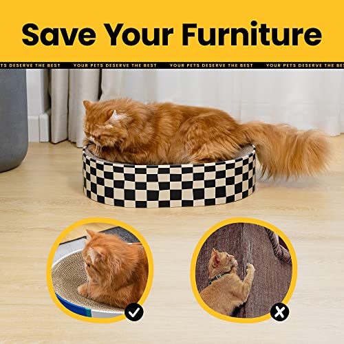 Conlun Cat Scratcher Cardboard,2 in 1 Oval Cat Scratch Pad Bowl Nest for Indoor Cats Grinding Claw,Round Cat Scratching Board Corrugated Lounge Cat Beds&Furniture Protector for Couch & Carpets & Sofas