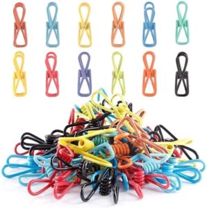 xlybsst clothesline clips, clips for clothes bag paper document use colorful plastic-coated metal clip, chip pack of 70