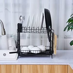 Premium Racks 2 Tier Dish Rack - Large Capacity - New Drainage System - Modern Design