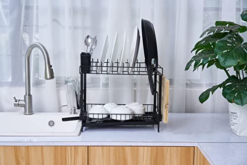 Premium Racks 2 Tier Dish Rack - Large Capacity - New Drainage System - Modern Design