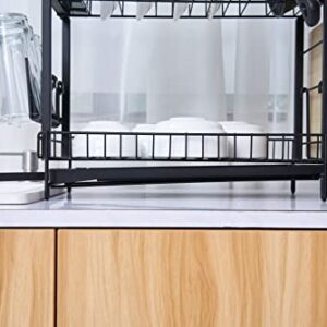 Premium Racks 2 Tier Dish Rack - Large Capacity - New Drainage System - Modern Design