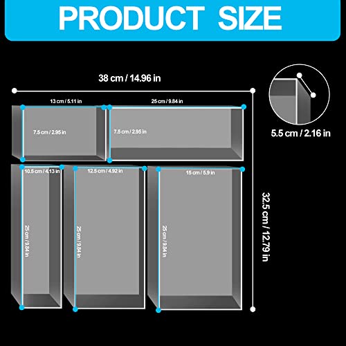 Acrylic Junk Drawer Organizer, Drawer Organizer Storage Box, Multi-use Drawer Organizer for Office Desk, Kitchen, Bedroom, Children Room, Craft, Sewing, Makeup, Jewelry, Bathroom (5 Boxes)