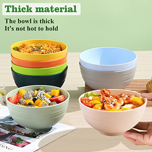 Berglander 26 oz Plastic Bowls Set of 8 Colors, Reusable and Sturdy Unbreakable Bowl for Soup,RSet of 8 Colorsamen, Popcorn,Salad, Drop Resistant Dinnerware BPA Free, Microwave Safe Dishwasher Safe