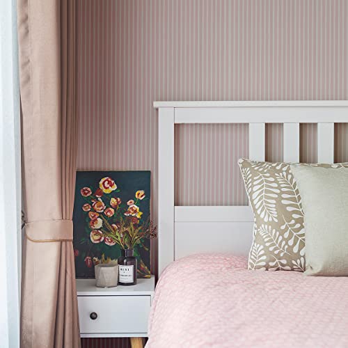 17.7" x 117" Pink and White Stripe Wallpaper Stick and Peel Contact Paper Self Adhesive Decorative Waterproof Wall Covering Cabinets Shelves Liner Drawer Sticker