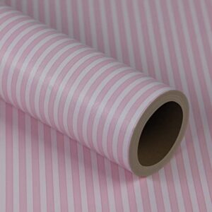 17.7" x 117" Pink and White Stripe Wallpaper Stick and Peel Contact Paper Self Adhesive Decorative Waterproof Wall Covering Cabinets Shelves Liner Drawer Sticker