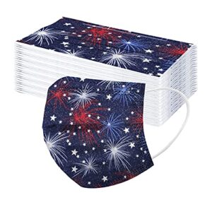 50 pcs adults american flag disposable face_mask patriotic 4th of july stars and stripes patterned 3 ply safety paper_masks earloop anti-pm2.5 independence day veterans memorial day face coverings #19