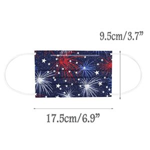 50 Pcs Adults American Flag Disposable Face_Mask Patriotic 4th of July Stars and Stripes Patterned 3 Ply Safety Paper_masks Earloop Anti-PM2.5 Independence Day Veterans Memorial Day Face Coverings #19