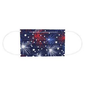 50 Pcs Adults American Flag Disposable Face_Mask Patriotic 4th of July Stars and Stripes Patterned 3 Ply Safety Paper_masks Earloop Anti-PM2.5 Independence Day Veterans Memorial Day Face Coverings #19