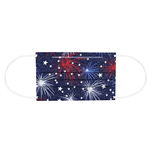 50 Pcs Adults American Flag Disposable Face_Mask Patriotic 4th of July Stars and Stripes Patterned 3 Ply Safety Paper_masks Earloop Anti-PM2.5 Independence Day Veterans Memorial Day Face Coverings #19