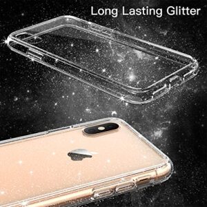 JETech Glitter Case for iPhone Xs and iPhone X, 5.8-Inch, Bling Sparkle Shockproof Phone Bumper Cover, Cute Sparkly for Women and Girls (Clear)