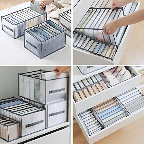 XJJX Closet Organizers and Storage, Draw Clothes Organizer, Shirt Organizer Jean Organizer for Closet, Wardrobe Closet Organizer for T-Shirts,Sweater, Legging, Stocking, Underwear, Skirts, Jeans, Pants (Extra Large 6PCS)