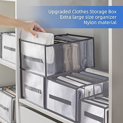 XJJX Closet Organizers and Storage, Draw Clothes Organizer, Shirt Organizer Jean Organizer for Closet, Wardrobe Closet Organizer for T-Shirts,Sweater, Legging, Stocking, Underwear, Skirts, Jeans, Pants (Extra Large 6PCS)