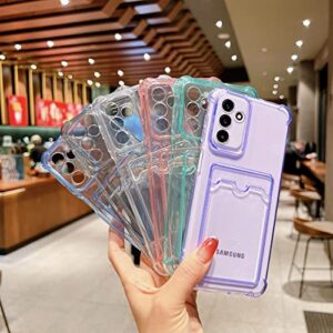 Tuokiou Clear Wallet Phone Case for Samsung Galaxy A13 5G Upgrade Card Slot Case Slim Fit Protective Soft TPU Shockproof Cover with Cute Card Holder for Samsung Galaxy A13 5G 6.5 inch (Purple)