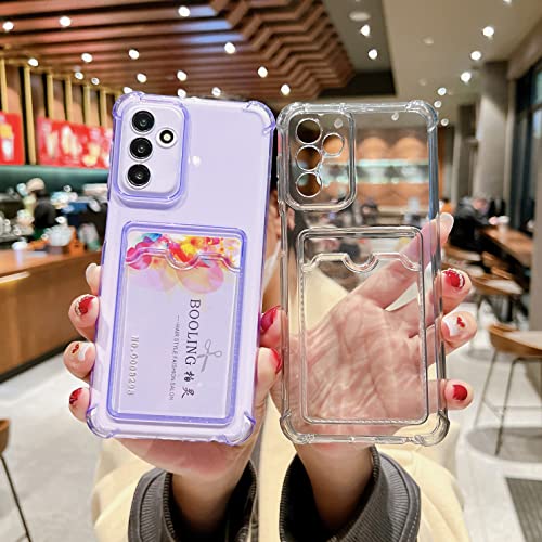 Tuokiou Clear Wallet Phone Case for Samsung Galaxy A13 5G Upgrade Card Slot Case Slim Fit Protective Soft TPU Shockproof Cover with Cute Card Holder for Samsung Galaxy A13 5G 6.5 inch (Purple)