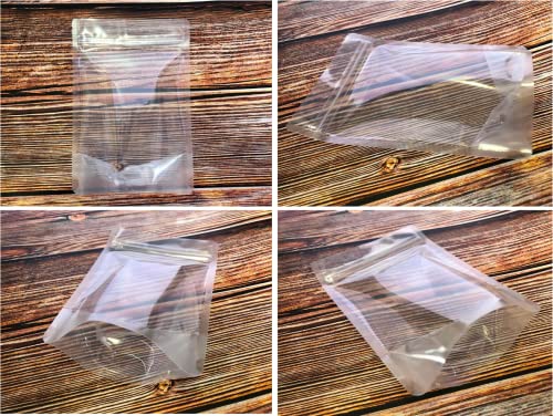 100 Pack Clear Mylar Stand Up Bags - 5.5x7.8 Inches Resealable Food Storage Zipper Pouches, Sealable Plastic Packaging Sample Pouch Bag - Clear