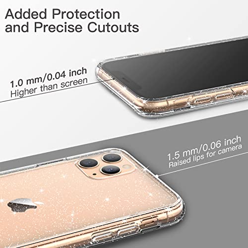 JETech Glitter Case for iPhone 11 Pro Max, 6.5-Inch, Bling Sparkle Shockproof Phone Bumper Cover, Cute Sparkly for Women and Girls (Clear)