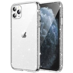 jetech glitter case for iphone 11 pro max, 6.5-inch, bling sparkle shockproof phone bumper cover, cute sparkly for women and girls (clear)