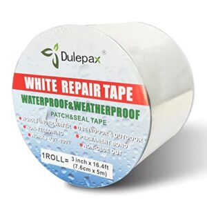 dulepax white repair tape.waterproof patch and seal tape,tent repair tape,rv awning repair tape,tarp repair tape etc.3 x 16.4ft