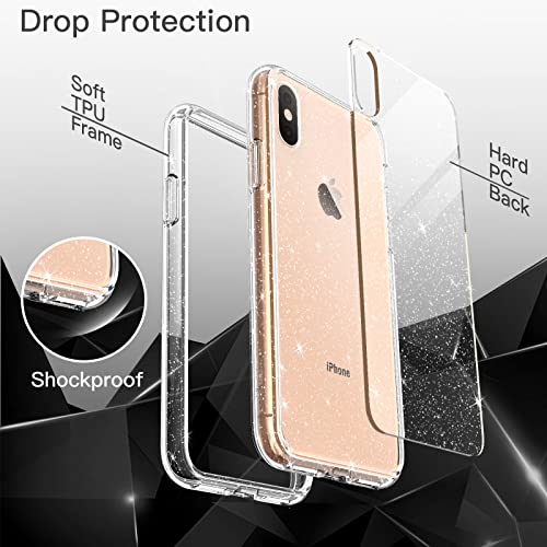 JETech Glitter Case for iPhone Xs Max, 6.5-Inch, Bling Sparkle Shockproof Phone Bumper Cover, Cute Sparkly for Women and Girls (Clear)
