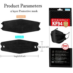 MFIIDEN KF94 Black Face_Masks,Individually Packaged, 4 Layer 3D Fish Type KF94 Màsk for Adult