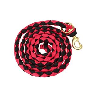 n/a braided horse head rope braided bridle with brass snap buckle horse riding equipment 2.5m (color : red)