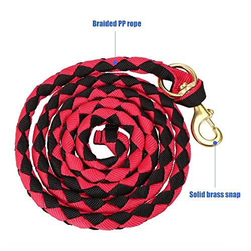 N/A Braided Horse Head Rope Braided Bridle with Brass Snap Buckle Horse Riding Equipment 2.5M (Color : Red)